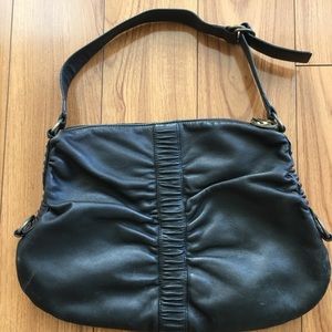 Cynthia Rowley black leather ruched purse
